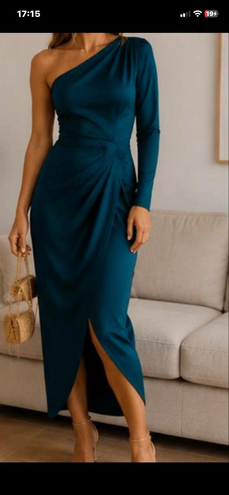Elegante Avondjurk - One Shoulder Design, Kleding | Dames, Jurken, Blauw, Nieuw, Ophalen of Verzenden, Maat 36 (S)