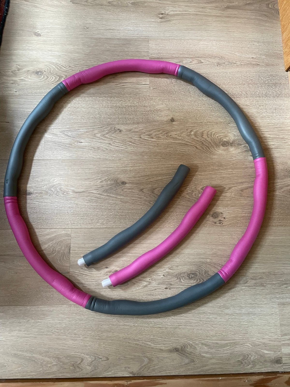 Fitness hoelahoep met gewicht - roze/grijs, Ophalen of Verzenden, Met gewicht, Gebruikt, Fitness hoelahoep