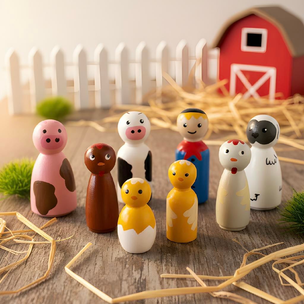 Houten Boerderij pegdolls, Ophalen of Verzenden, Nieuw, Overige typen