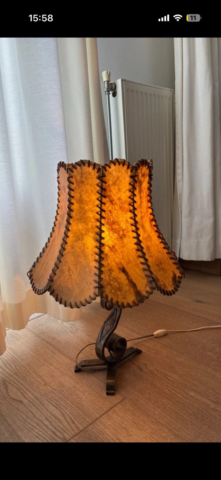 Vintage lamp met leren kap, Ophalen
