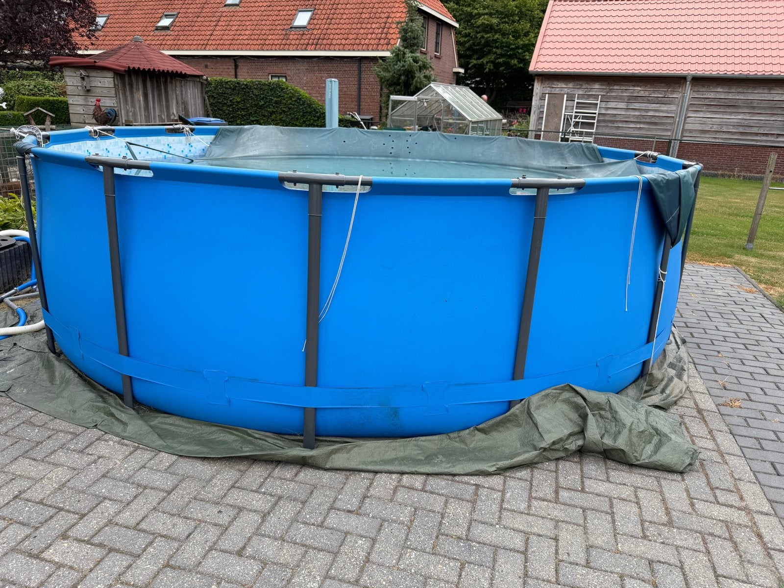 Bestway Steel Pro MAX zwembad incl pomp en 2 zonneboilers, Gebruikt, Rond, 300 cm of meer, Ophalen