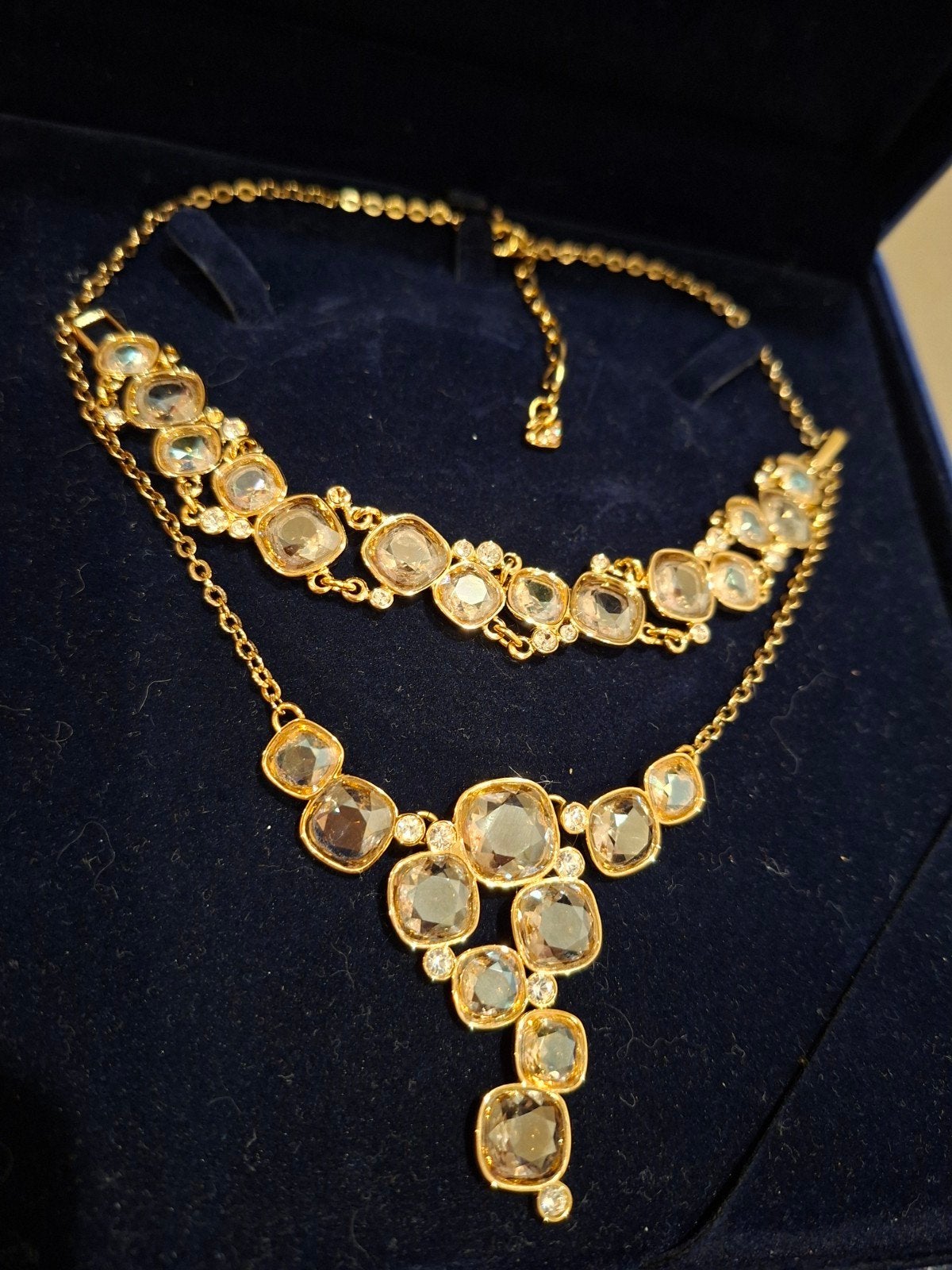 Swarovski ketting  met armband, goudkleurig, Sieraden, Tassen en Uiterlijk, Kettingen, Zo goed als nieuw, Overige materialen, Goud