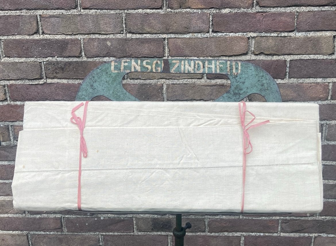 Vintage Frans laken linnen/katoen, Antiek en Kunst, Ophalen of Verzenden