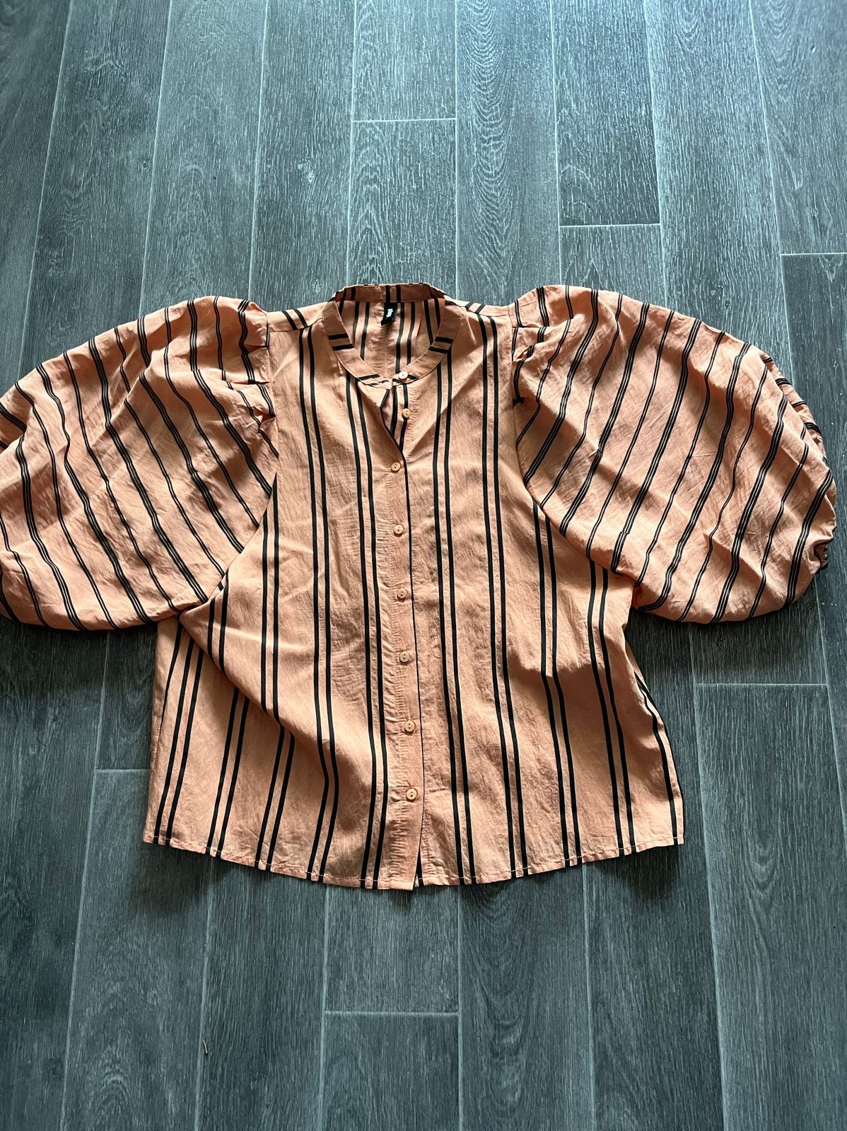 Eksept gestreepte blouse met pofmouwen, Kleding | Dames, T-shirts, Maat 38/40 (M), Oranje, Ophalen of Verzenden, Zo goed als nieuw