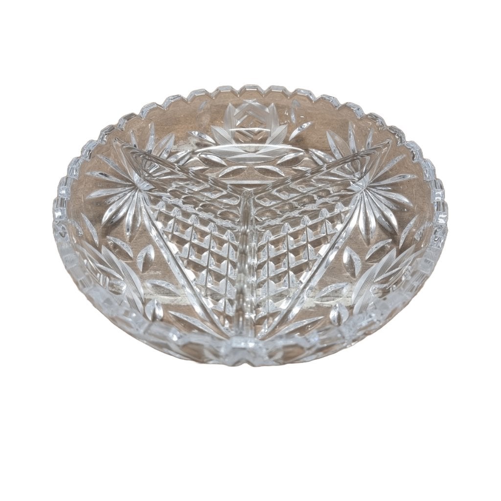 Vintage geslepen kristallen hapjesschaal, Huis en Inrichting, Keuken | Servies, Glas of Glazen, Ophalen of Verzenden, Overige stijlen