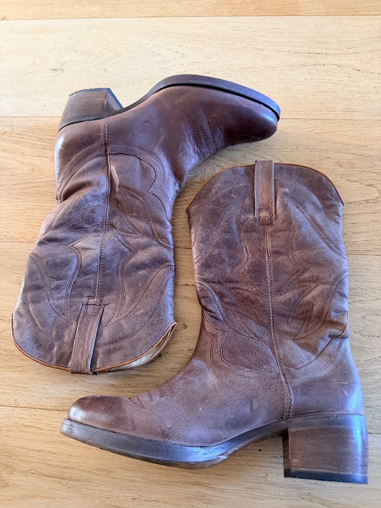 Leren boots Antônio Moretto maat 41, Kleding | Dames, Schoenen, Hoge laarzen, Bruin, Ophalen of Verzenden, Zo goed als nieuw