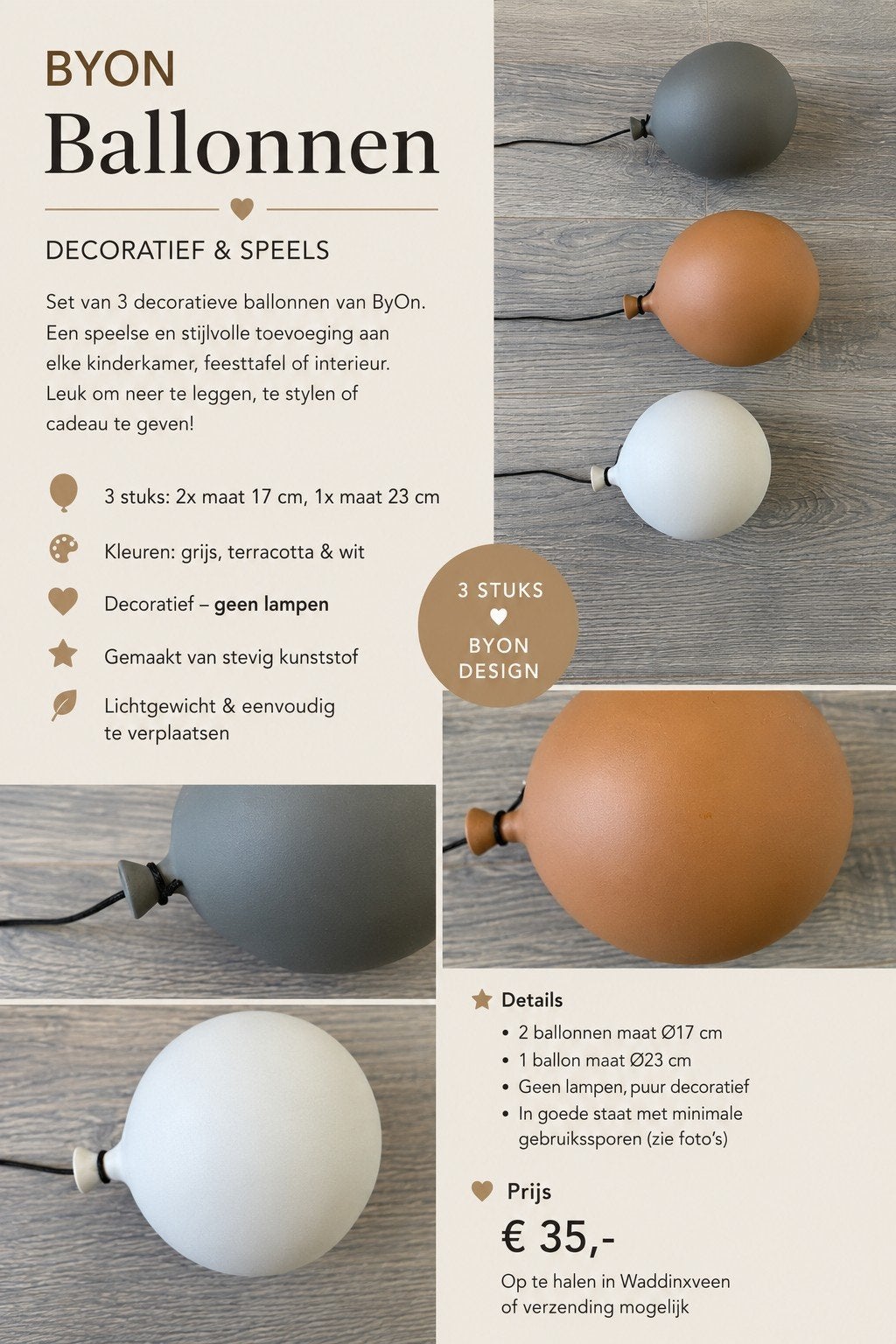ByOn ballonnen – set van 3 | €35, Ophalen, Overige typen