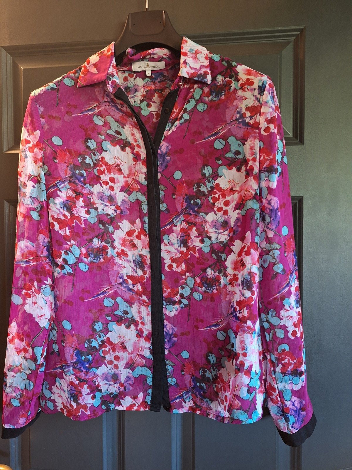 Maria N. Tailor blouse met bloemenprint, maat 40, Ophalen of Verzenden, Zo goed als nieuw, Roze, Maat 38/40 (M)