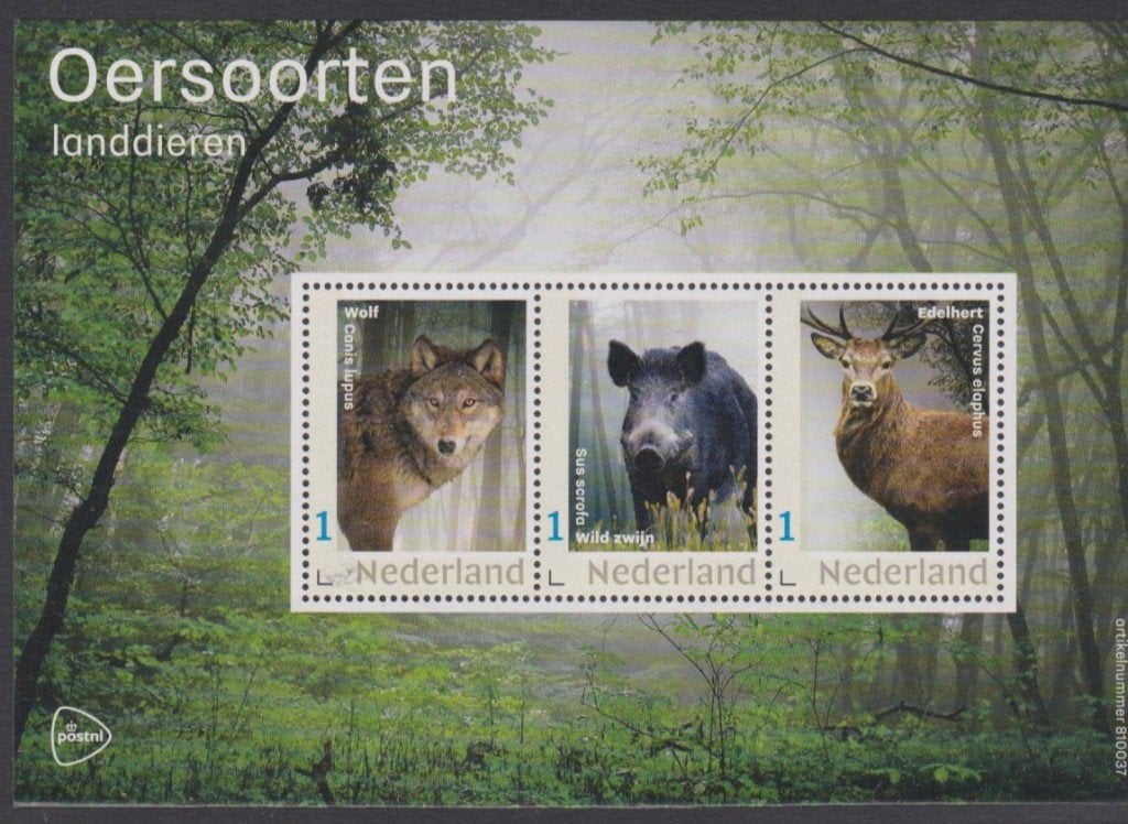 persoonlijke postzegels velletje oersoorten landdieren, pfr, Ophalen of Verzenden, Na 1940, Postfris