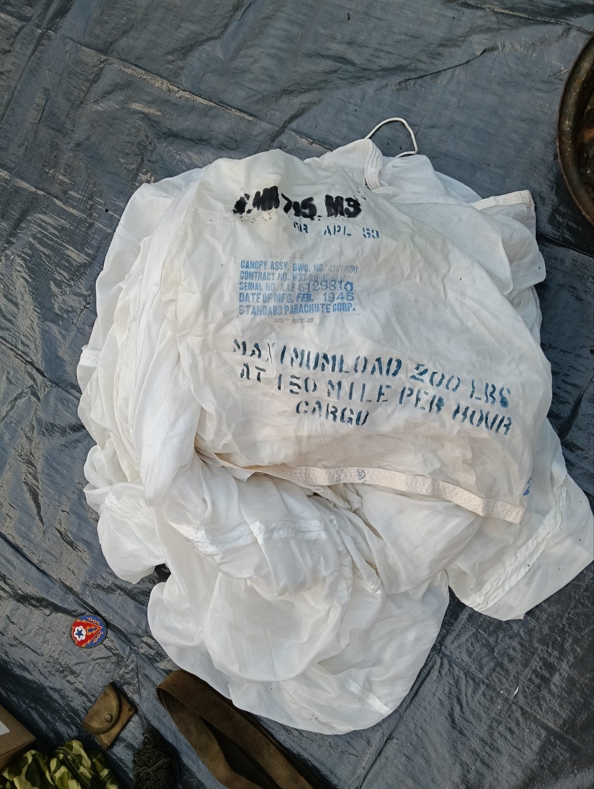 WW2 ORIGINAL US Cargo parachute, Ophalen of Verzenden, Amerika, Overige typen