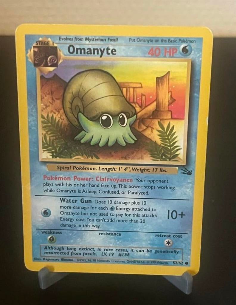 Omanyte (52/64) - Fossil - EX/Good, Ophalen of Verzenden, Gebruikt, Losse kaart