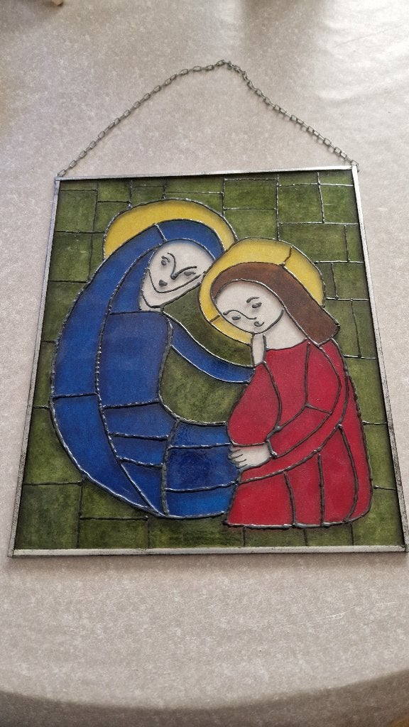 antiek glas in lood religie, Ophalen of Verzenden
