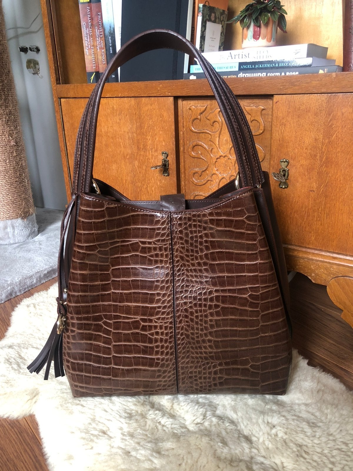 Divarese real brown leather bag, Ophalen, Zo goed als nieuw