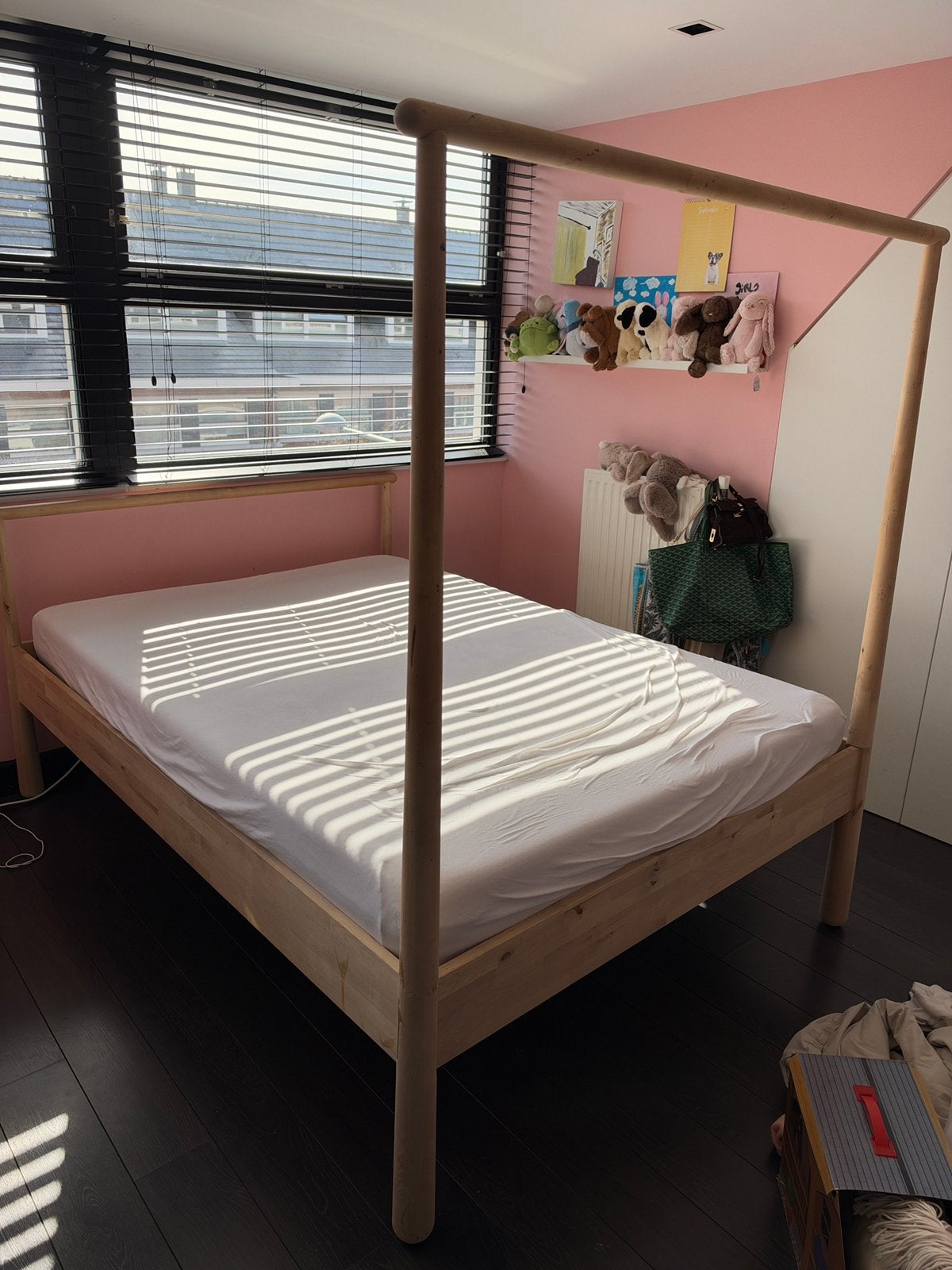Ikea bed 140 x 200 Lonset Skorva incl matras, Ophalen, Wit, Tweepersoons, 140 cm