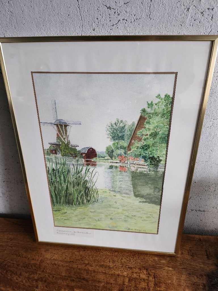 Schilderij korenmolen de vriendschap, Minder dan 50 cm, Gebruikt, Ophalen of Verzenden, Schilderij