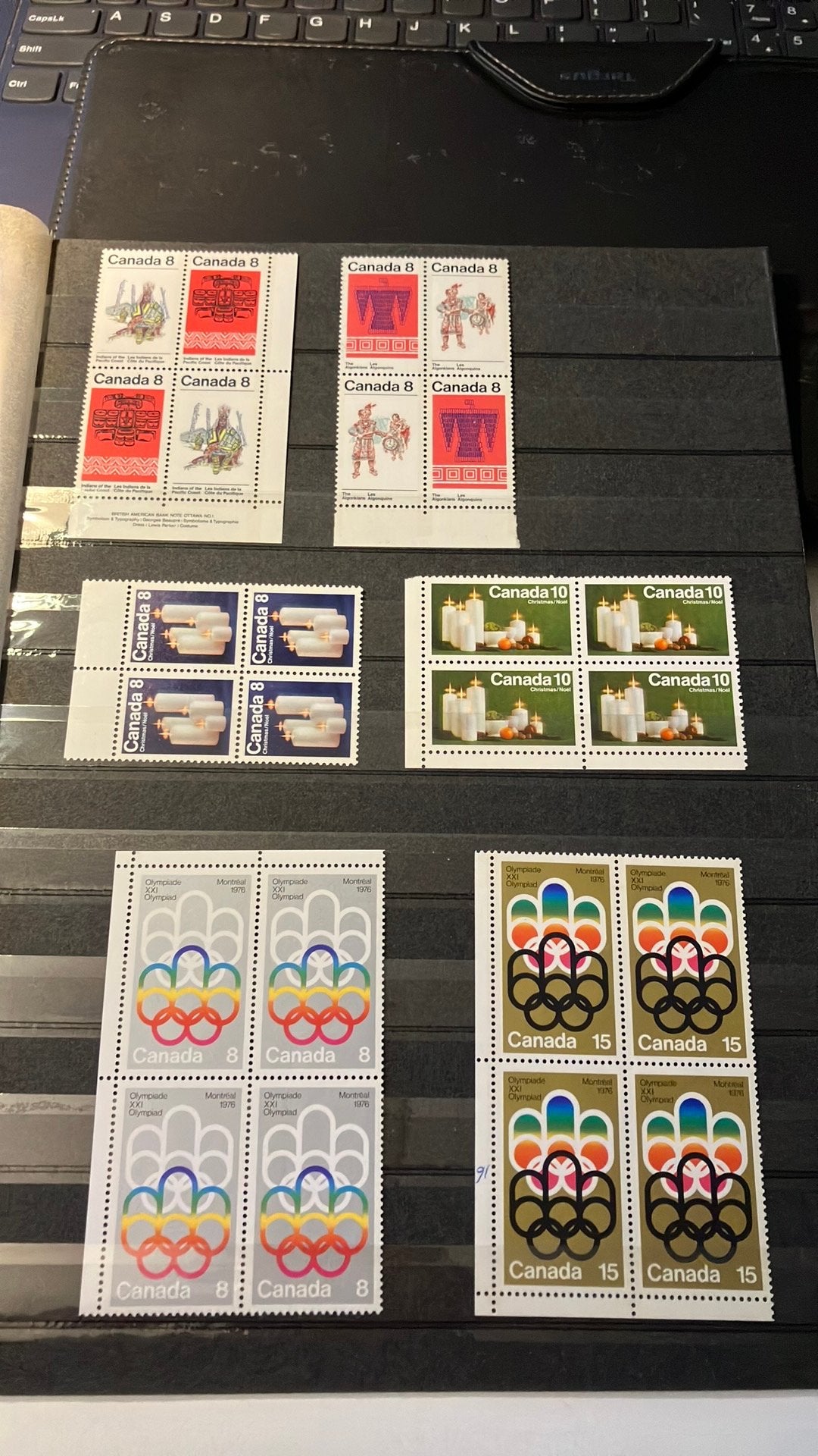 Canada 1 pag blokken van 4, Postzegels en Munten, Ophalen of Verzenden, Buitenland