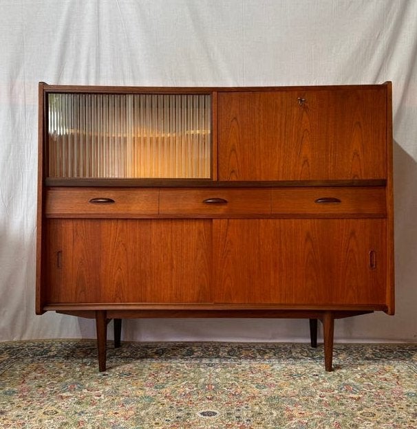 Vintage Teak Sideboard Highboard Retro, Ophalen, Gebruikt, Teakhout, 50 tot 100 cm
