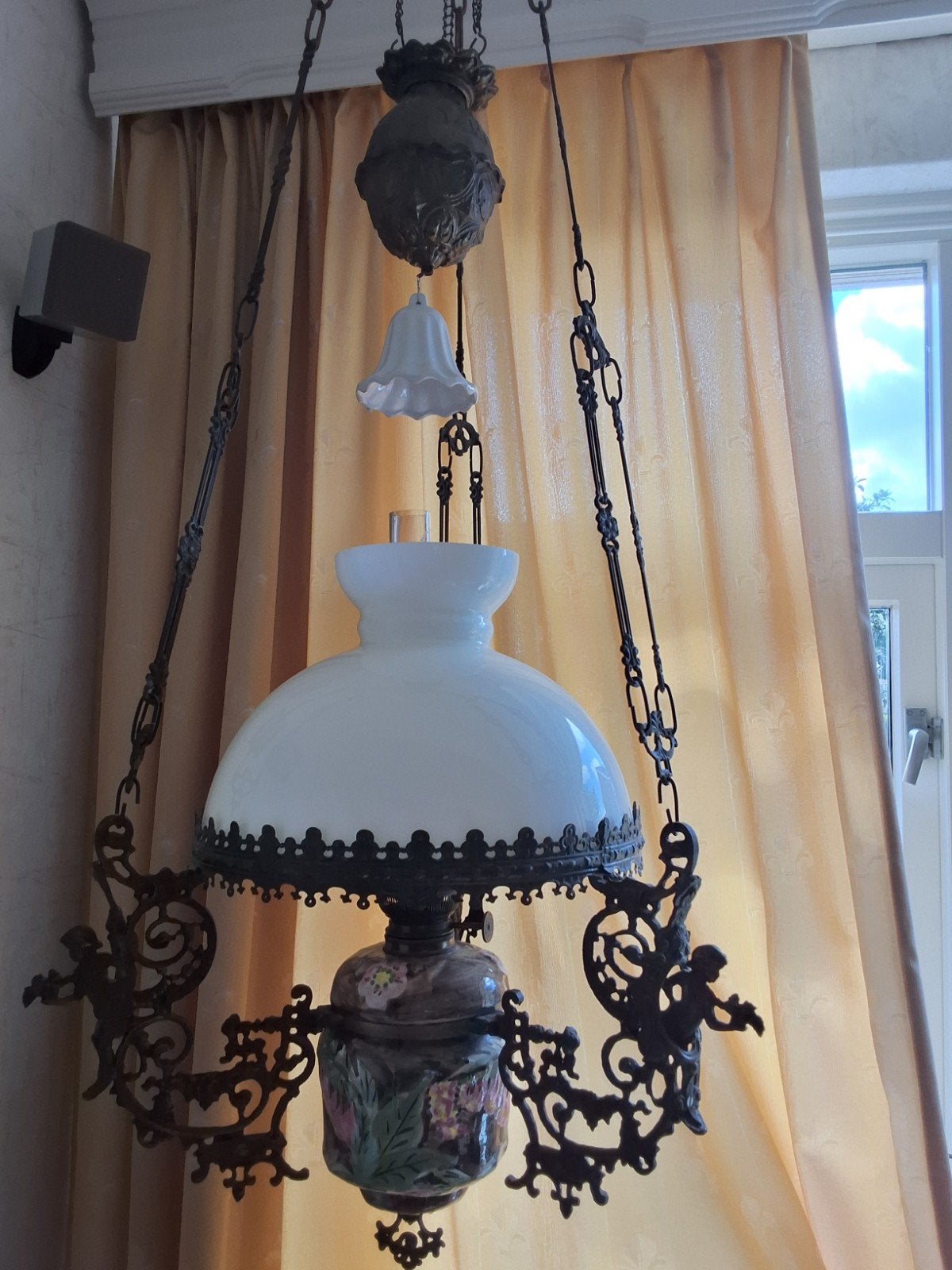 antieke / vintage olielamp/hanglamp, Antiek en Kunst, Ophalen