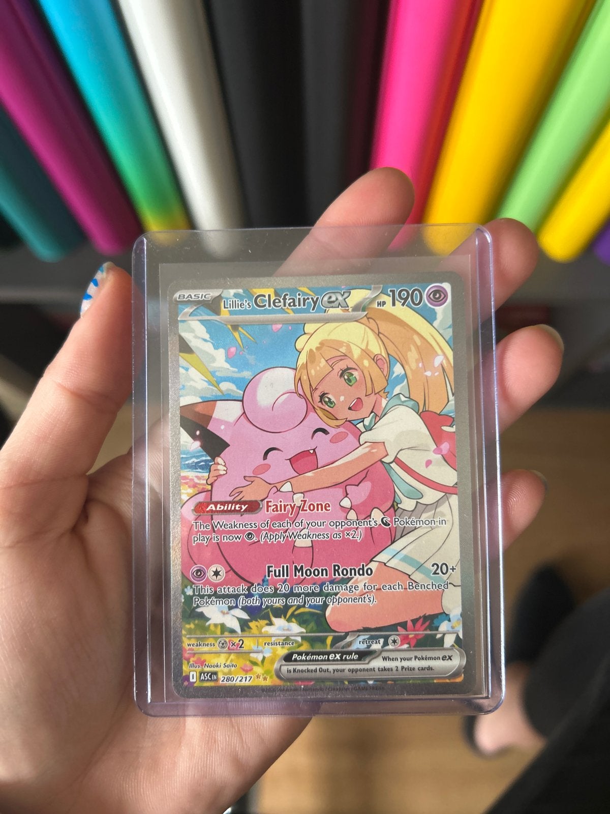 Lillie's Clefairy ex 280/217 Pokémon Kaart ascended heroes, Ophalen of Verzenden, Zo goed als nieuw, Losse kaart
