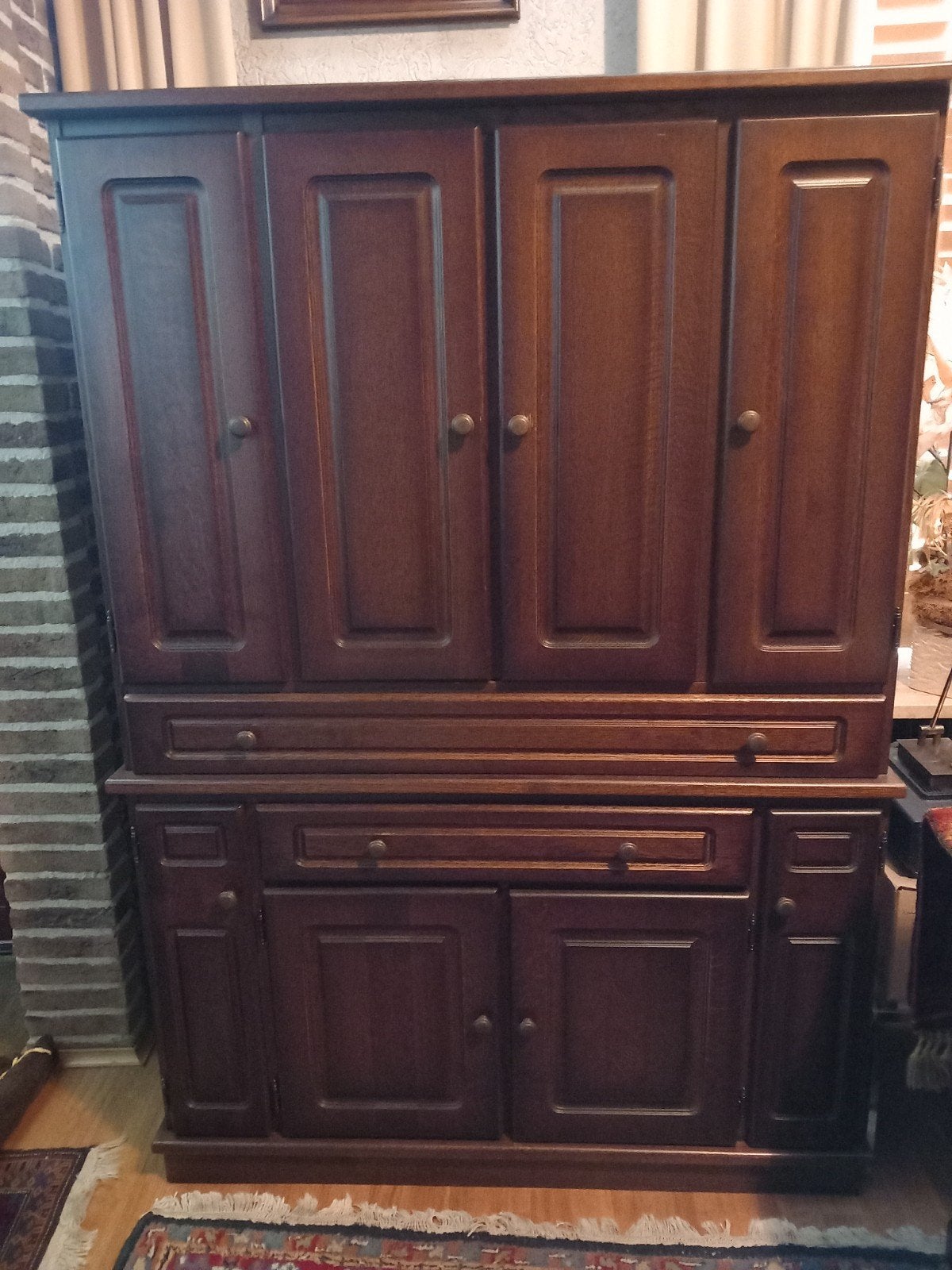 Massieve houten computerkast met opbergruimte, Gebruikt, Klassiek, functioneel, 70 tot 120 cm, Ophalen of Verzenden