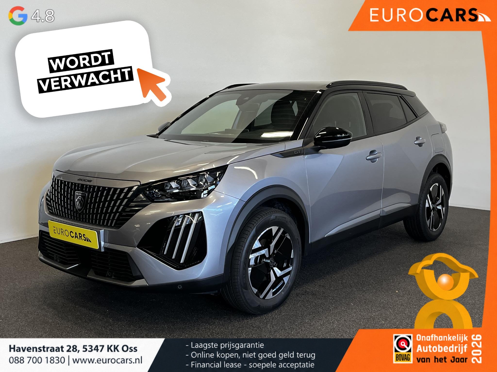 Peugeot 2008 1.2 PureTech 130pk Automaat GT-Line Navigatie A, Auto's, Gebruikt, 1199 cc, Leder en Stof, 1180 kg