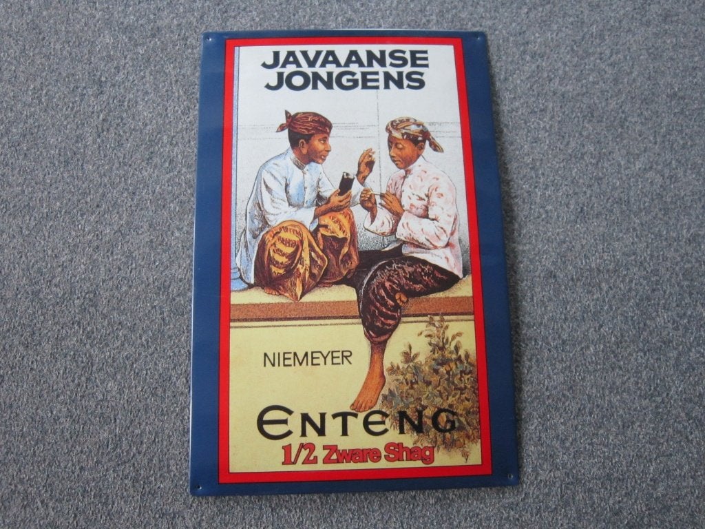 JAVAANSE JONGENS BLIKKEN RECLAMEBORD, Verzamelen, Merken en Reclamevoorwerpen, Ophalen, Zo goed als nieuw, Reclamebord