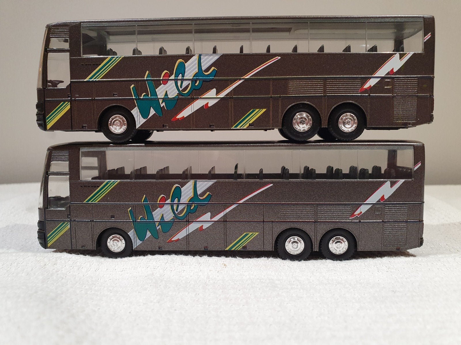 2x Herpa Setra S215HDH Wild bus 1:87, Ophalen of Verzenden, Gebruikt, Bus of Vrachtwagen, Herpa