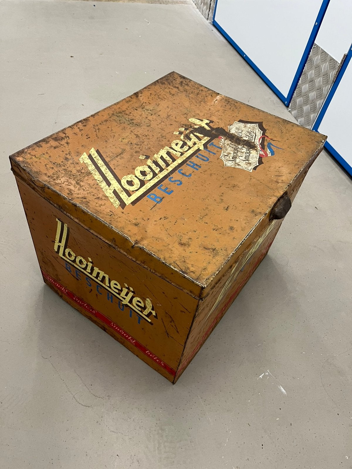 Hooimeijer beschuit metalen voorraad bak, Ophalen, Minder dan 50 cm, Gebruikt, Minder dan 50 cm