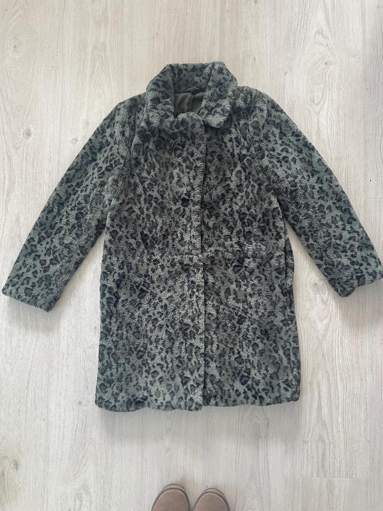 Zachte groene panterjas, Kleding | Dames, Jassen | Winter, Maat 38/40 (M), Ophalen of Verzenden, Gedragen, Hema