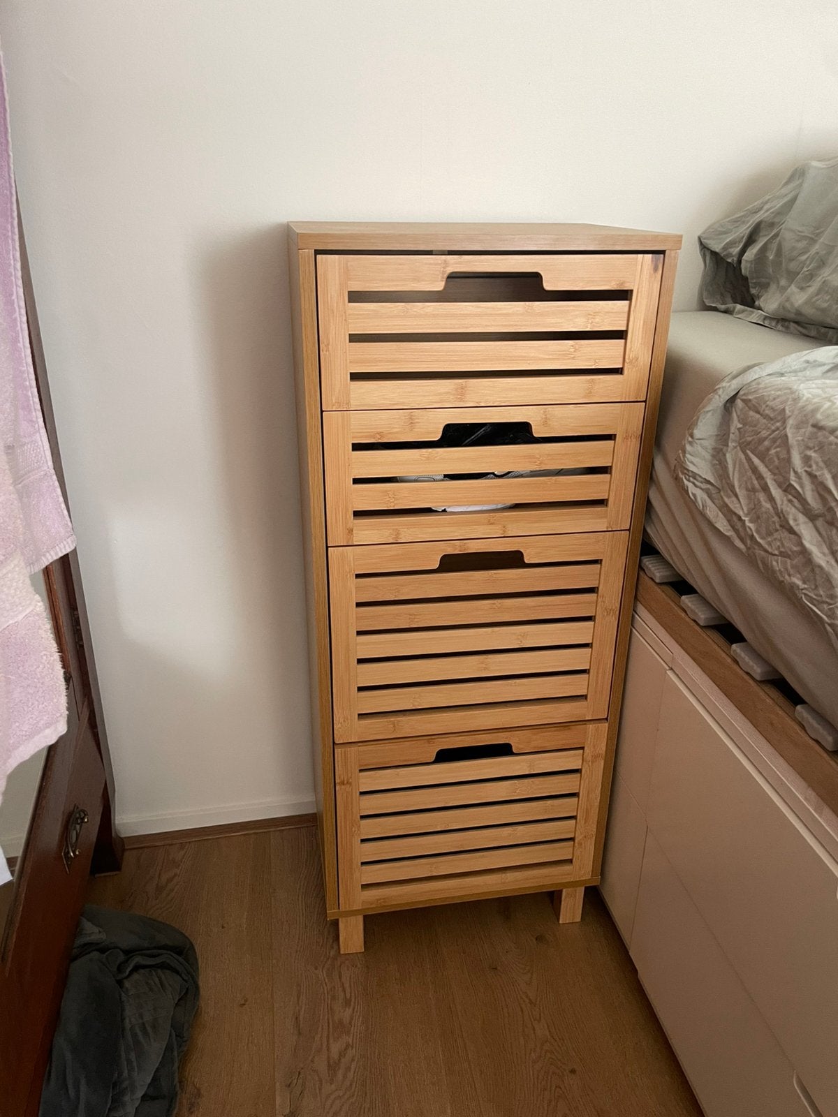 Bamboe ladekastje, Ophalen, 50 tot 100 cm, Zo goed als nieuw, Minder dan 100 cm