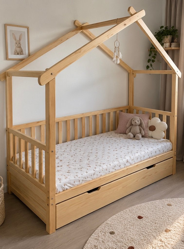 Petite Amélie Maison bedhuisje 80x160 cm + matras + lade, Kinderen en Baby's, 70 tot 85 cm, 140 tot 160 cm, Zo goed als nieuw
