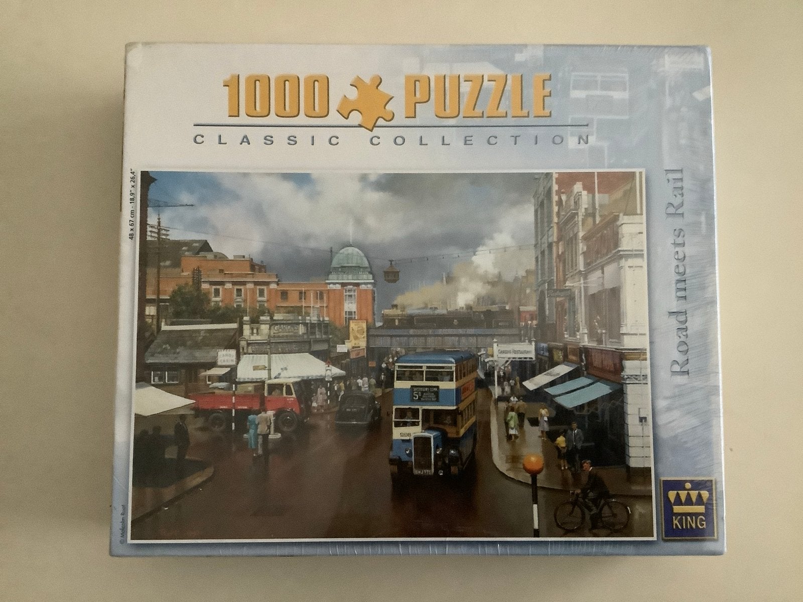 Nieuw in doos: King Legpuzzel 1000 stukjes - Road meets Rail, Ophalen of Verzenden, 500 t/m 1500 stukjes, Nieuw, Legpuzzel