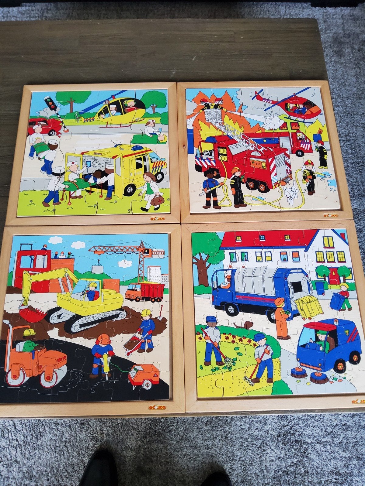 4 Educo puzzels met verschillende moeilijkheidsgraden, Ophalen, 2 tot 4 jaar, Gebruikt, 10 tot 50 stukjes