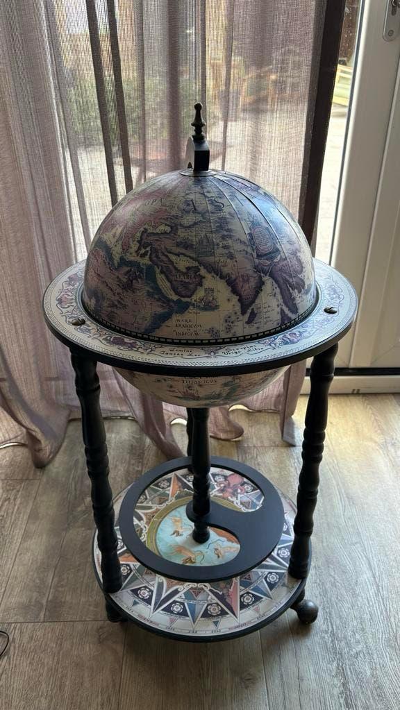 Antieke Globe Bar - Wereldbol Drankenkast, Ophalen, Gebruikt, Meerkleurig, Vintage