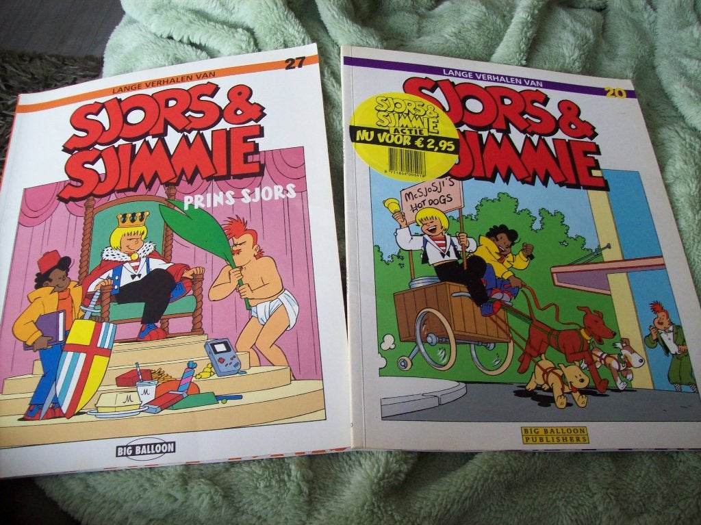 sjors en sjimmie stripalbums  2 stuks tesamen 0,75, Boeken, Stripboeken, Eén stripboek, Ophalen, Zo goed als nieuw