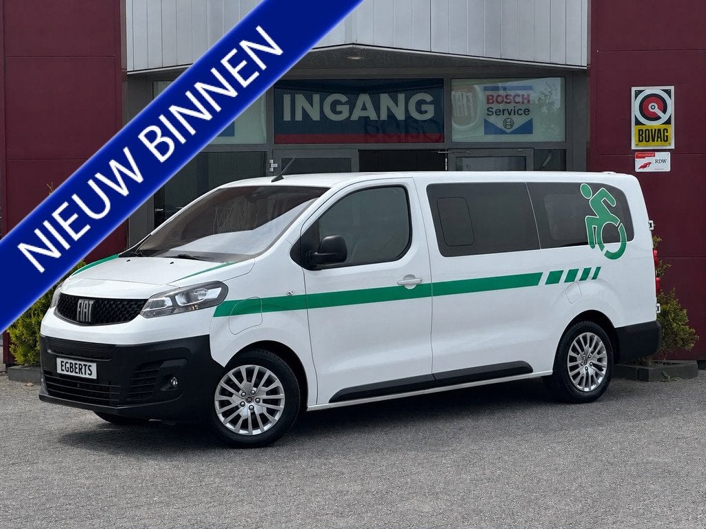 Fiat E-Scudo L3H1 SX 75 kWh | 9 persoons | of 6 met een rols, Navigatiesysteem, Zwart, Overige carrosserieën, Wit