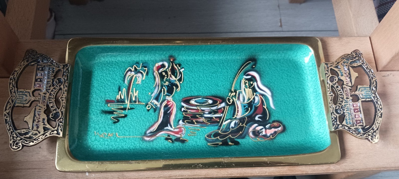 Vintage koperen dienblad decoratie - Made in Isra, Ophalen of Verzenden