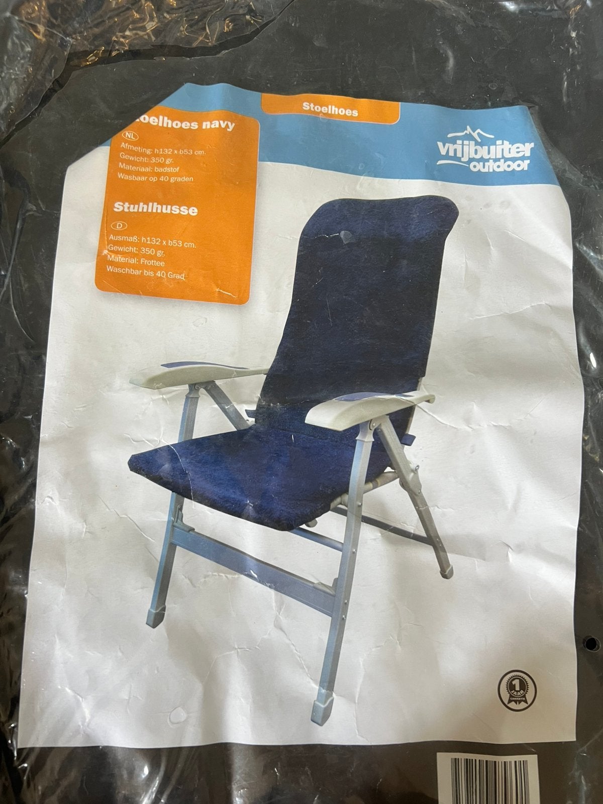 Vrijbuiter stoelhoes blauw, Caravans en Kamperen, Kampeermeubelen, Ophalen, Zo goed als nieuw, Campingstoel