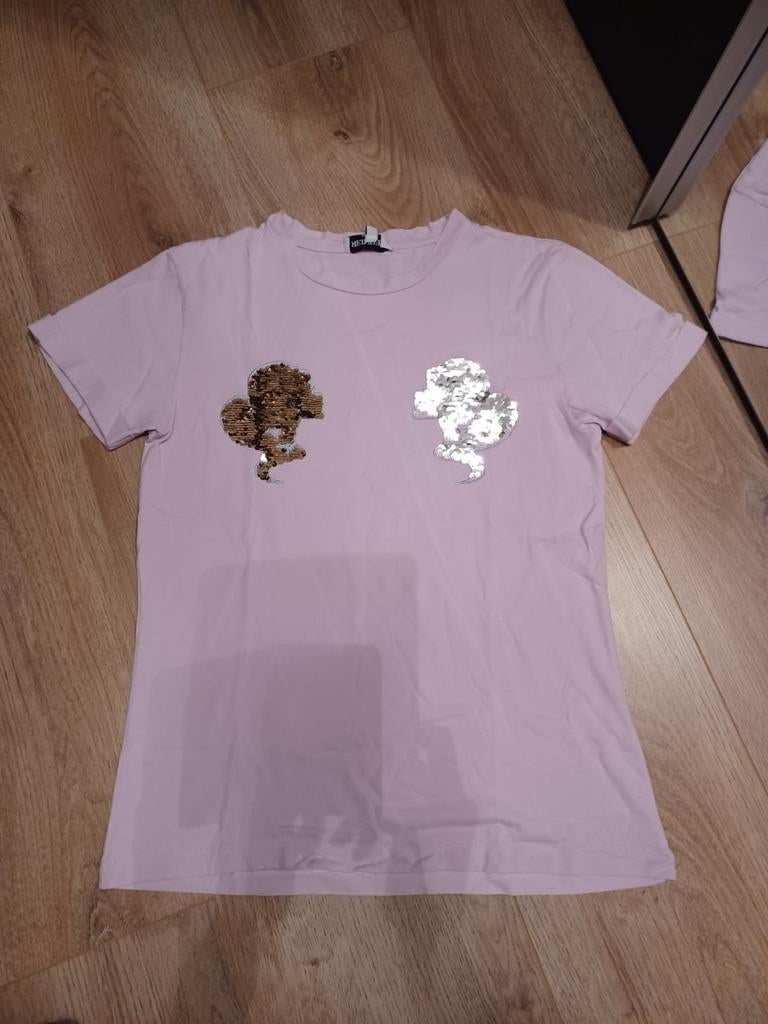 Reinders shirt XXS met zilveren/gouden pailletten, Reinders, Paars, Ophalen of Verzenden, Korte mouw