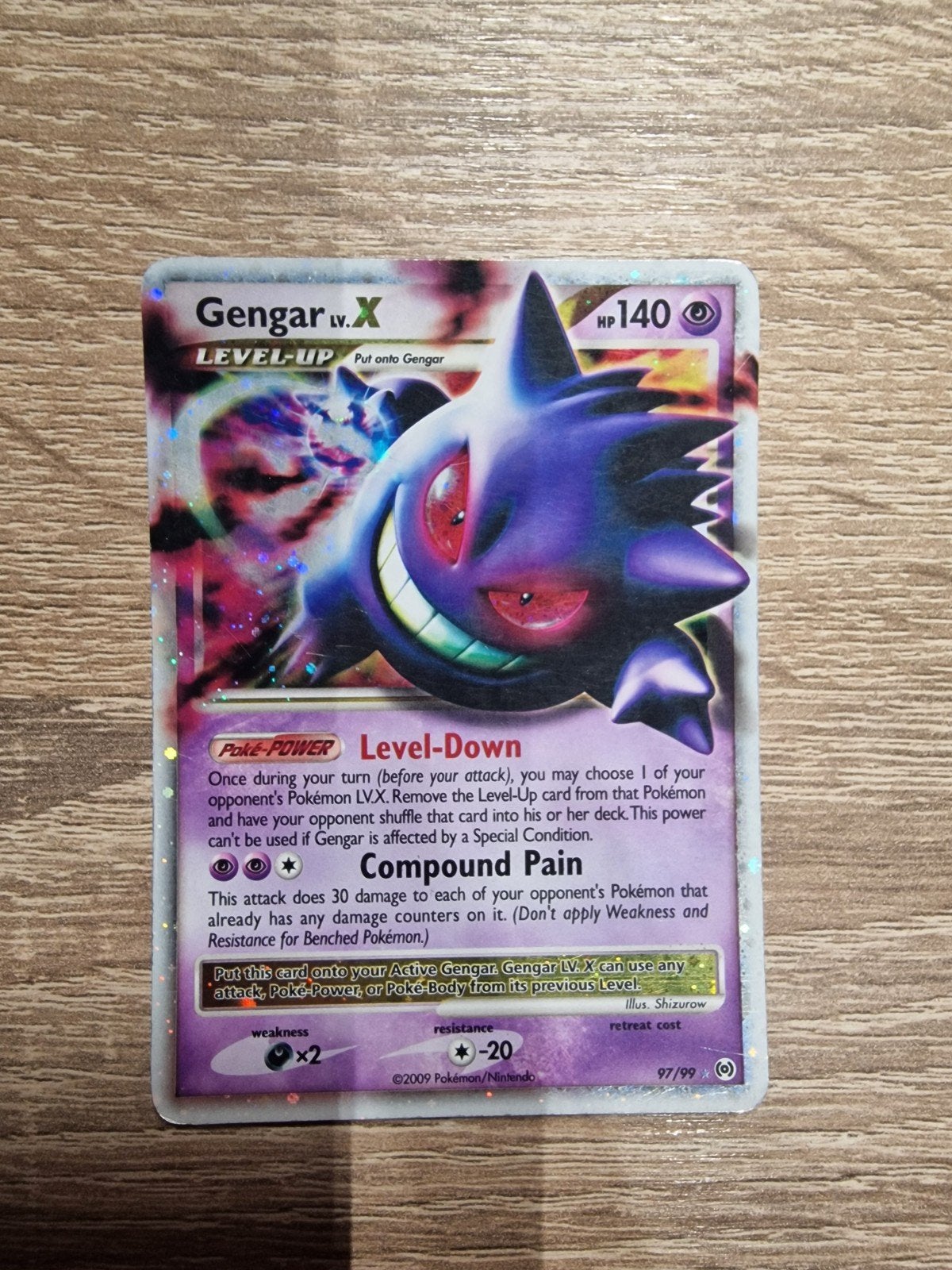 Gengar LV.X Pokémon kaart, Ophalen of Verzenden, Gebruikt, Losse kaart, Foil