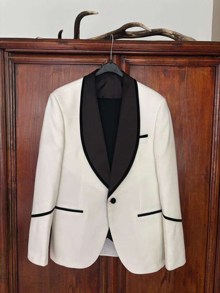 Smoking wit compleet (EUR 48), Kleding | Heren, Ophalen of Verzenden, Zo goed als nieuw, Maat 48/50 (M), Wit