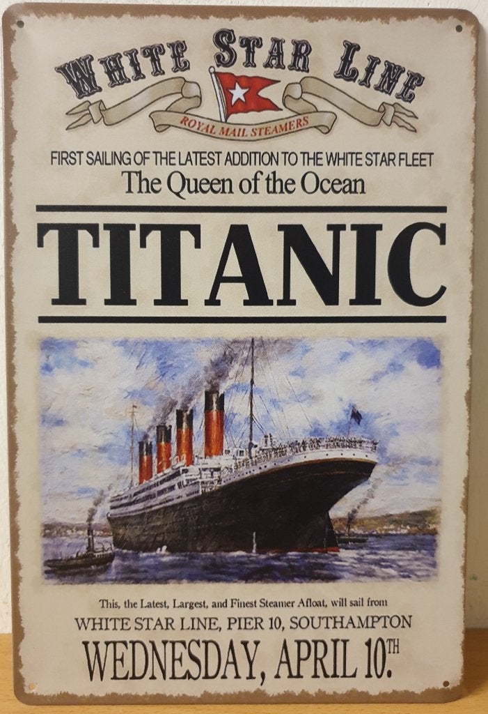 Titanic 10th April reclamebord van metaal wandbord decoratie, Verzamelen, Merken en Reclamevoorwerpen, Reclamebord, Info@deconoord.nl