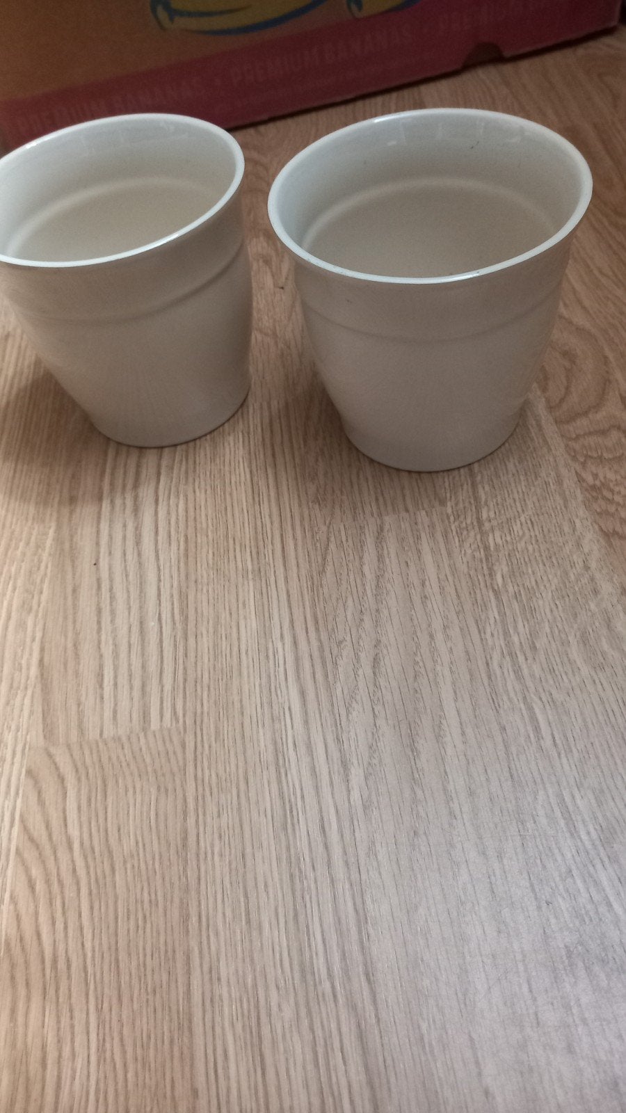 2 Crème Bloempotten - Hoogte 12 cm, Diameter 13 cm, Kunststof, Gebruikt, Rond, Binnen