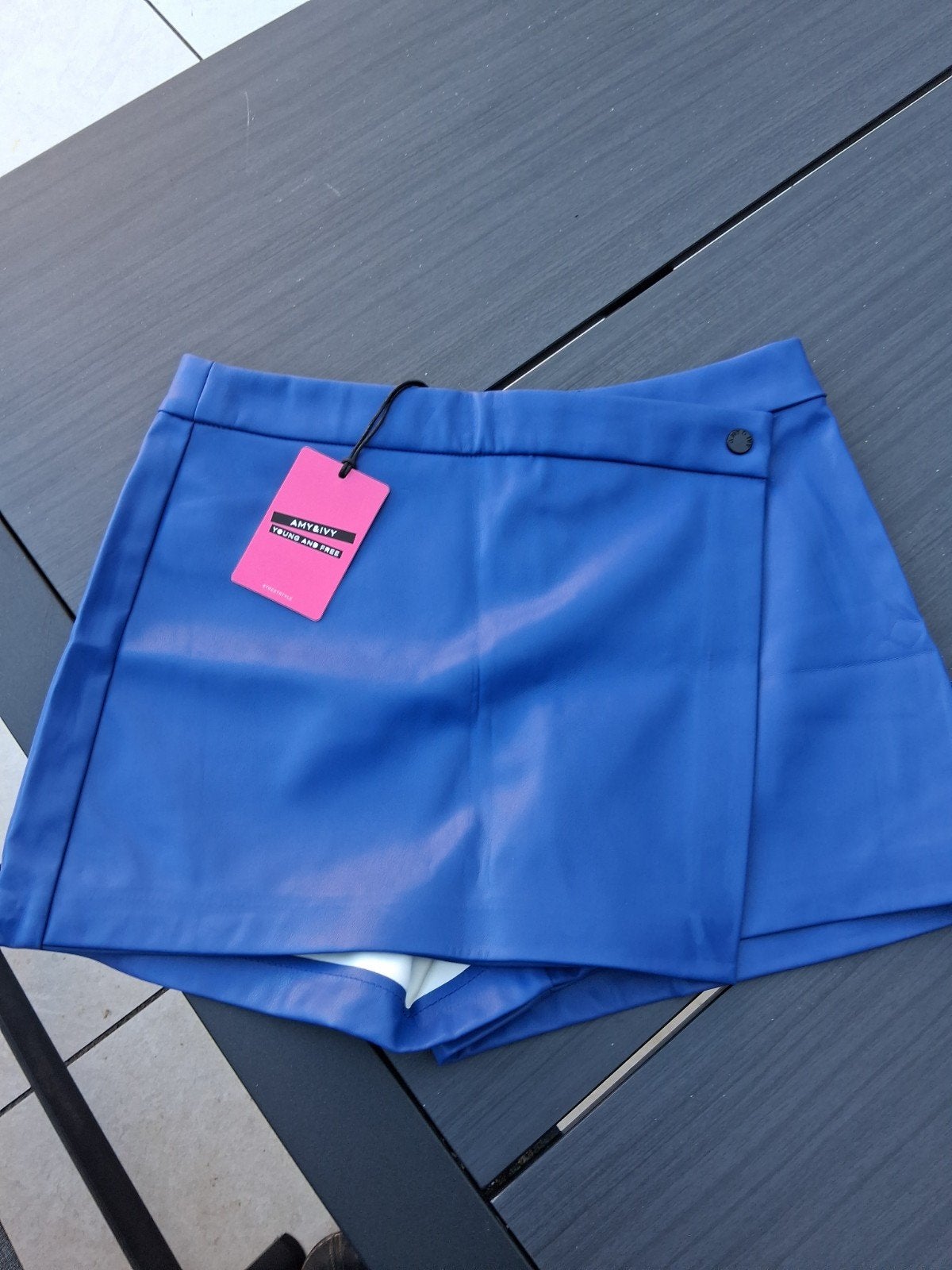 Nieuw Broekrokje Maat M - Blauw Kunstleer, Blauw, Nieuw, Amy & Ivy, Boven de knie