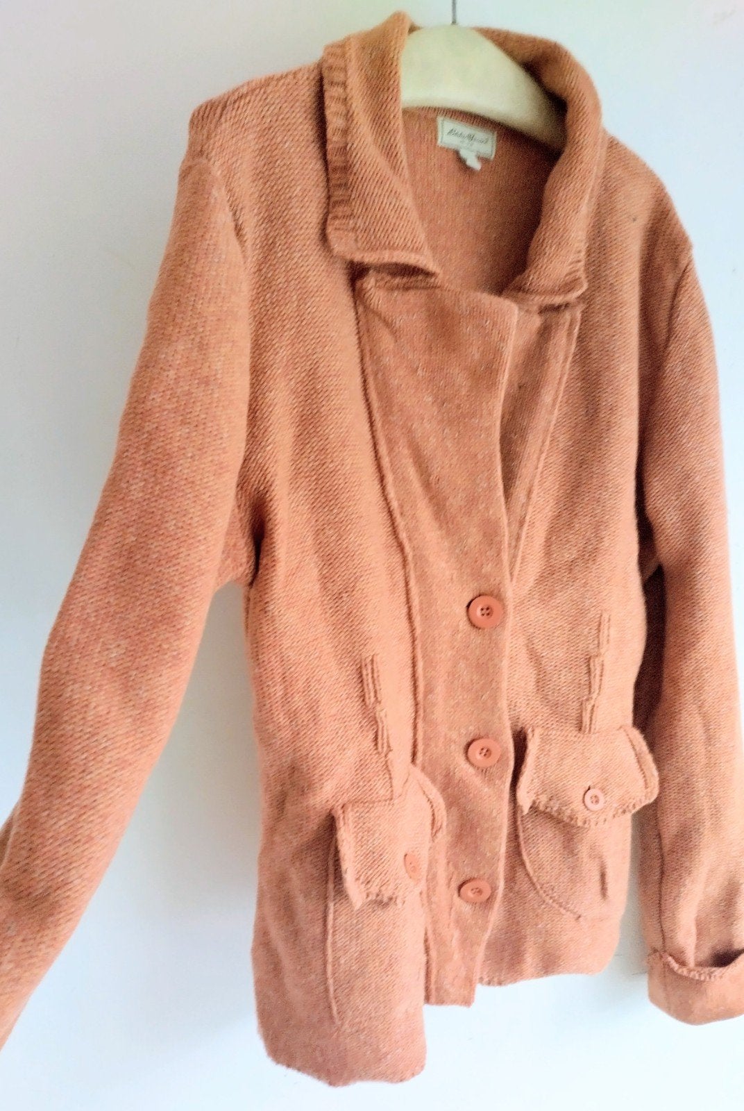 Vintage gebreid vest wol+ katoen, maat XL xxl, Verzenden, Maat 46/48 (XL) of groter, Oranje, Zo goed als nieuw