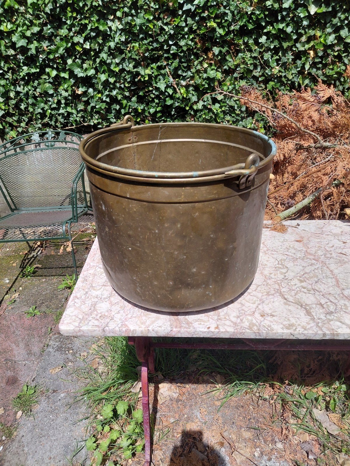 Antieke geel Koperen heksenKetel, inhoud 43 liter. Lekdicht, Ophalen of Verzenden