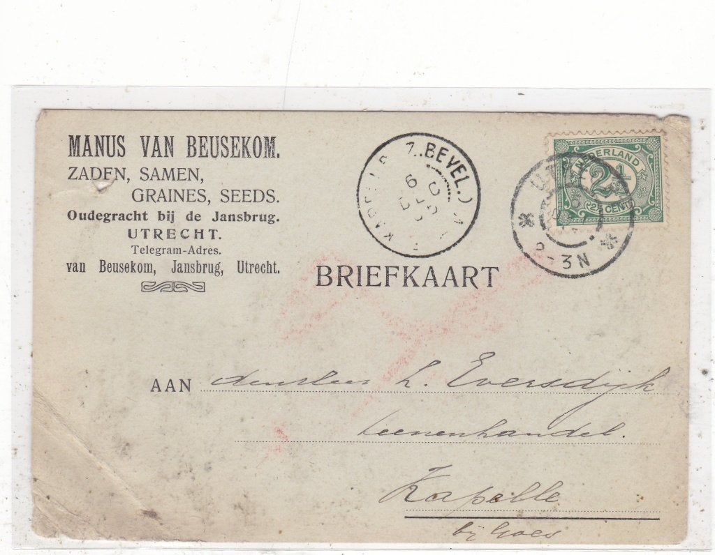 Utrecht-Briefkaart Manus van Beusekom 1905, Verzenden, Voor 1920, Utrecht