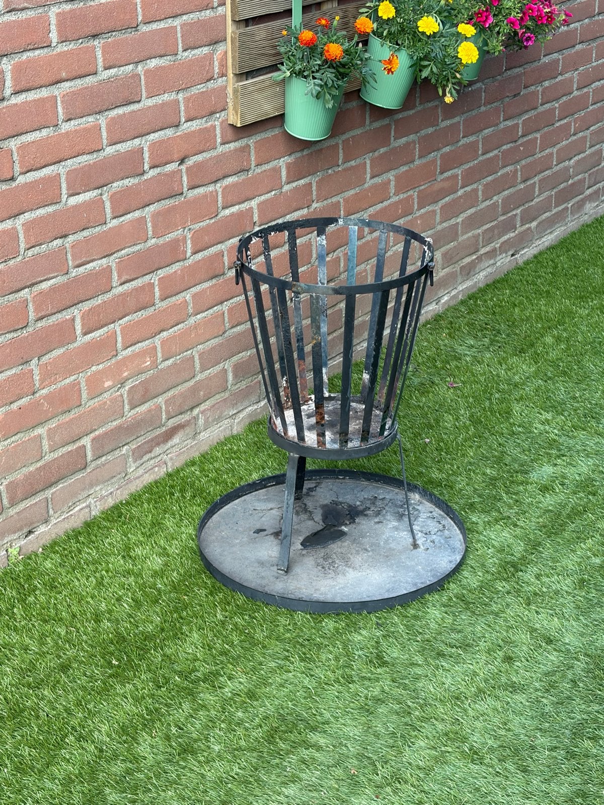 Vuurkorf met asopvangbak, Tuin en Terras, Vuurkorven, Ophalen, Gebruikt, Vuurkorf