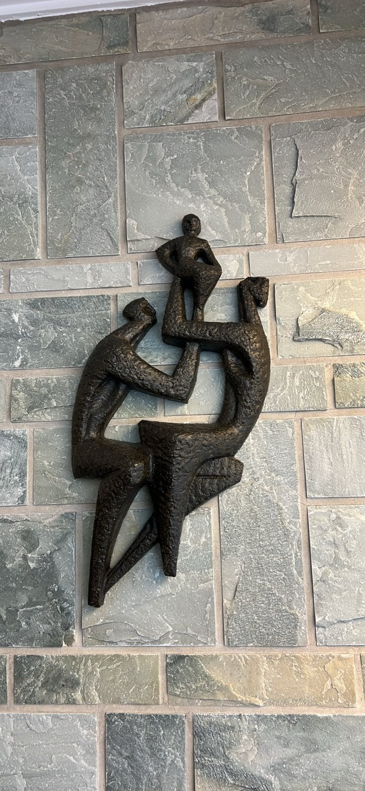 Abstracte bronzen sculptuur: Familieband, Antiek en Kunst, Ophalen, Groep mensen, 20 - 50 cm, Beeld