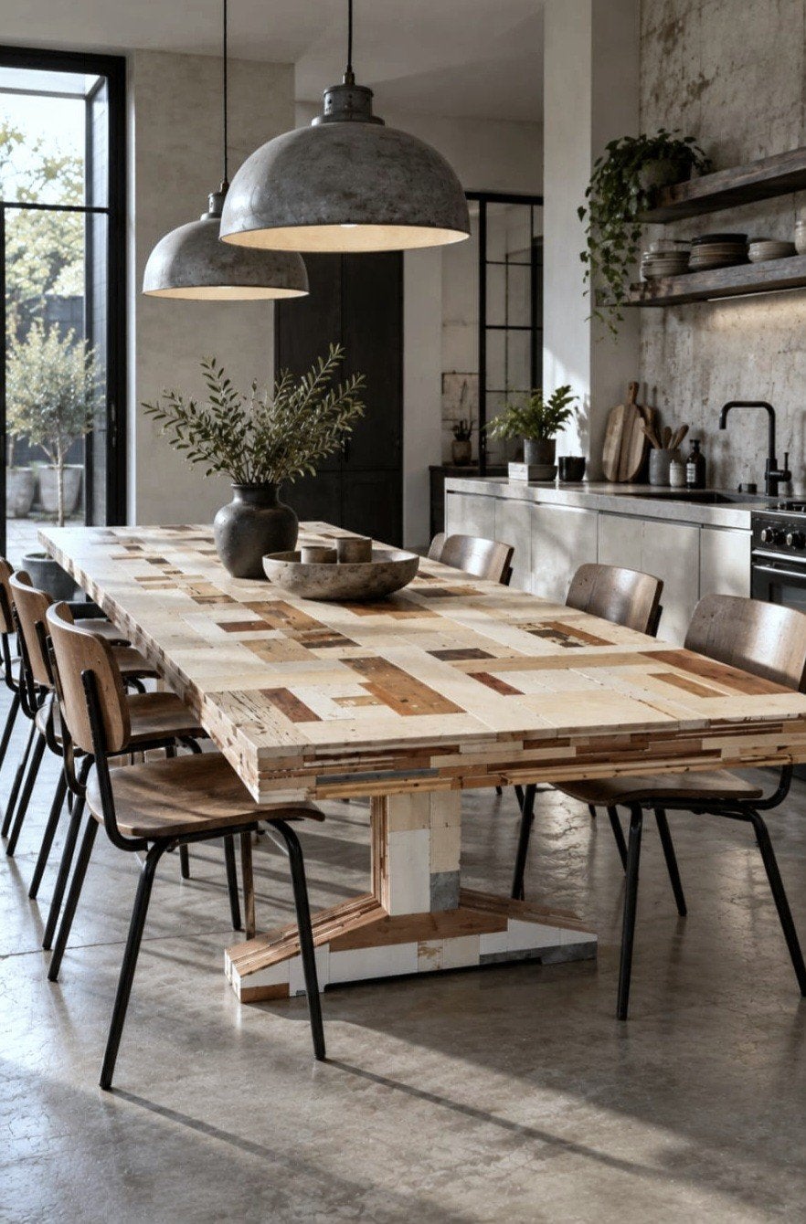 Piet Hein Eek waste wood table, Designer table, 200 cm of meer, Zo goed als nieuw, Vijf personen of meer